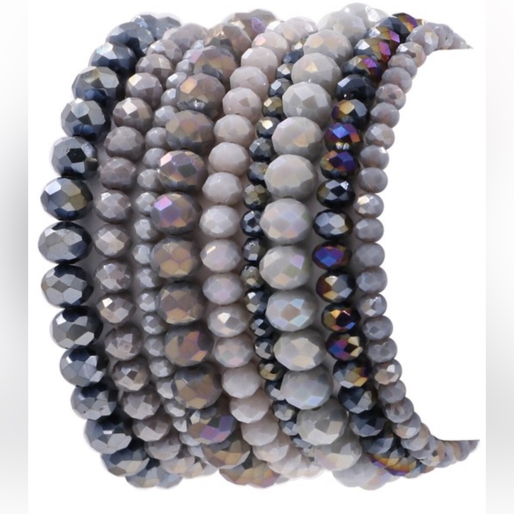 J707. Multi Strand Bracelet Set in Gray